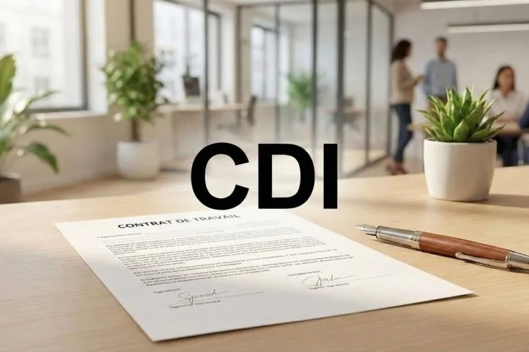 Contrat CDI à durée indéterminée sur un bureau professionnel