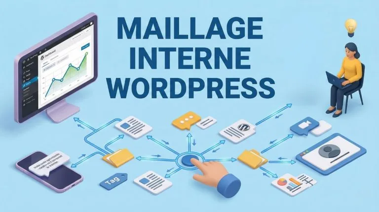 Réseau de liens internes connectant les pages d'un site WordPress