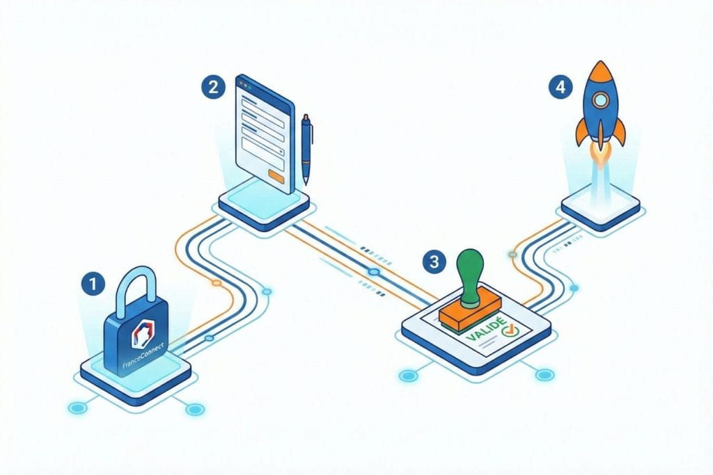 Schéma étapes création entreprise guichet unique inpi
