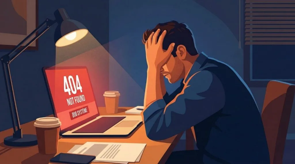 Entrepreneur stressé face aux bugs techniques du site Guichet Unique INPI