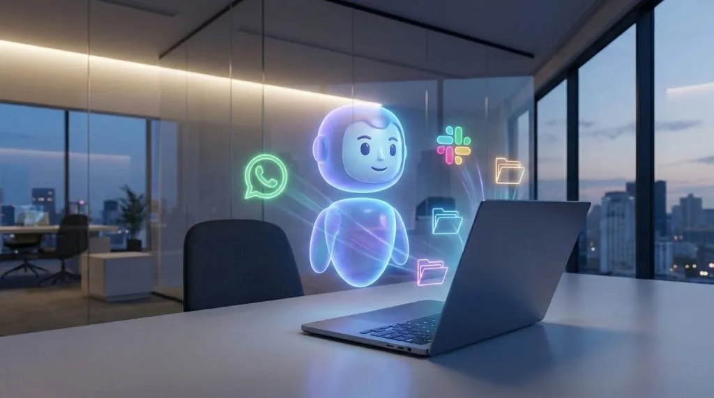 Illustration conceptuelle de l'agent IA OpenClaw interagissant avec des applications du quotidien