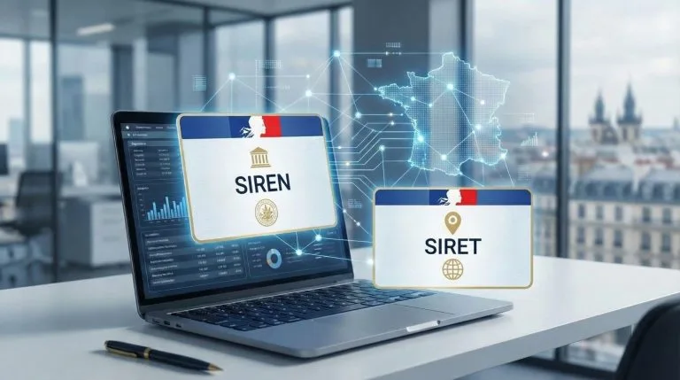 Photo d'un bureau d'entrepreneur illustrant le guide complet sur le numéro SIREN et SIRET